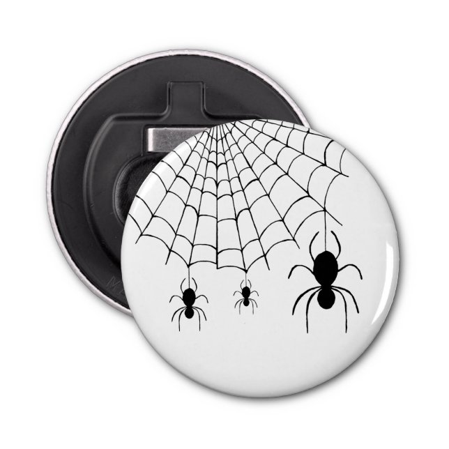 Halloween Party Spiders Black White Gothic Bottle Opener (Front)