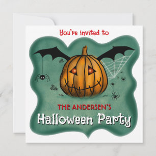 Halloween party spooky pumpkin trick or treat invitation