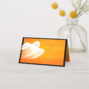 Halloween Party Spooky White Ghost Name Place Card