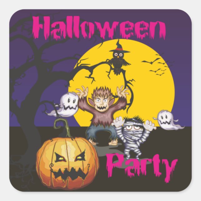 Halloween Party Square Sticker (Front)