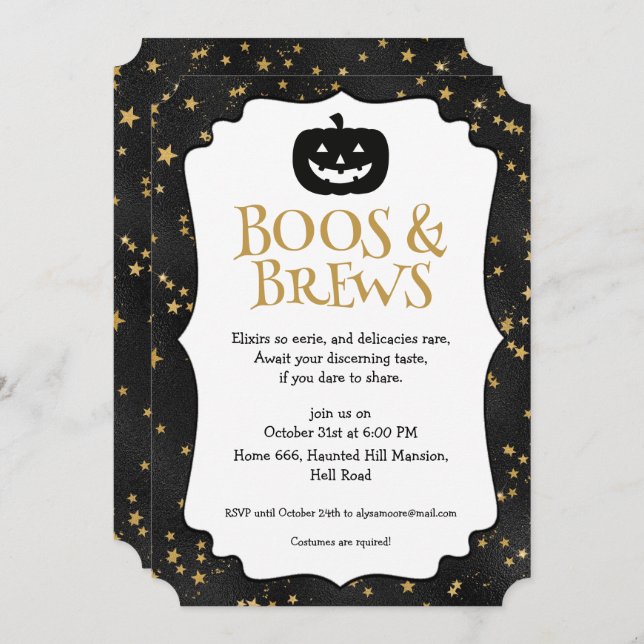 Halloween Party Stars Pattern Invitation (Front/Back)