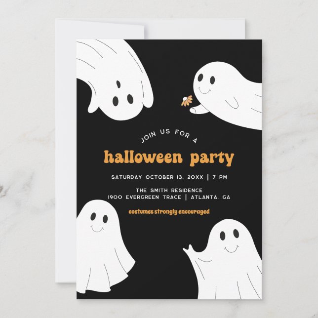 Halloween Party Stationery | Cute Ghost Halloween  Invitation (Front)