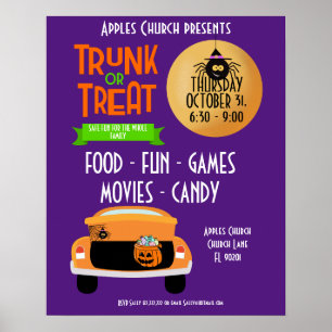 Halloween party theme event trunk or treat poster