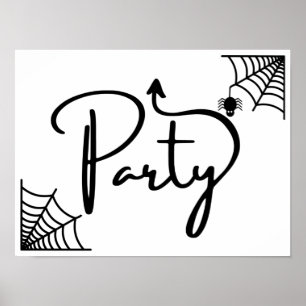 Halloween Party this way arrow straight ahead Post Poster