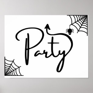 Halloween Party this way arrow straight ahead Poster