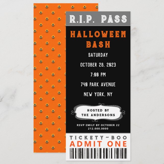 Halloween Party Ticket Invitation (Front/Back)
