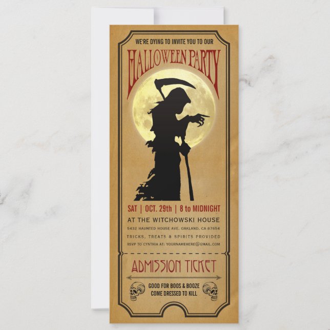 Halloween Party Ticket Invitation (Front)