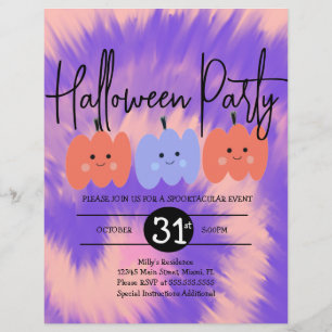 Halloween Party Tie Dye Pumpkin Hand Drawn    Flyer