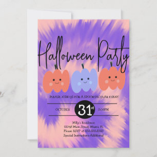 Halloween Party Tie Dye Pumpkin Hand Drawn   Invitation