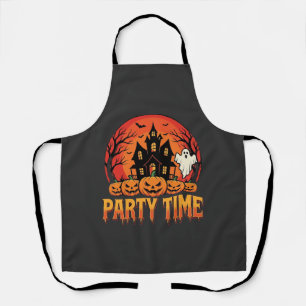 Halloween Party Time Ghost Pumpkin Design_1 Apron