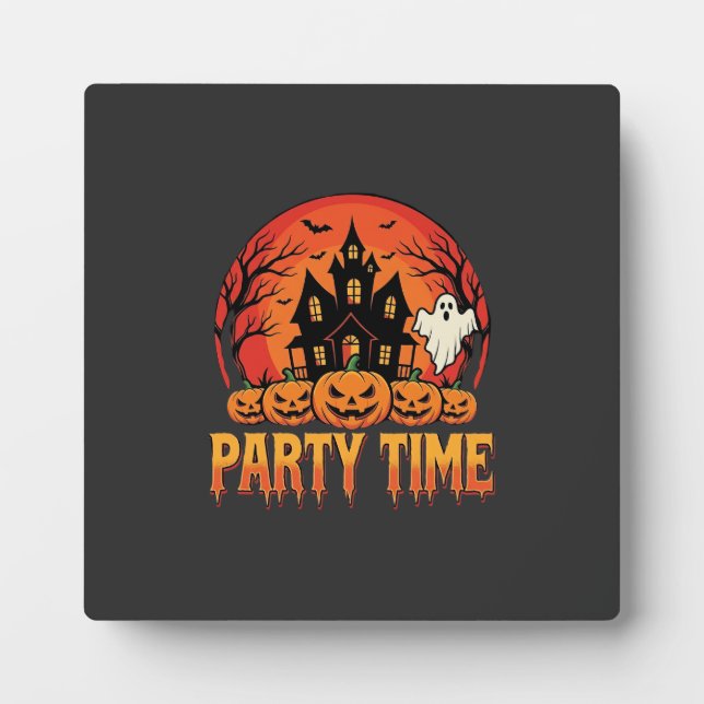 Halloween Party Time Ghost Pumpkin Design_1 Plaque (Front)