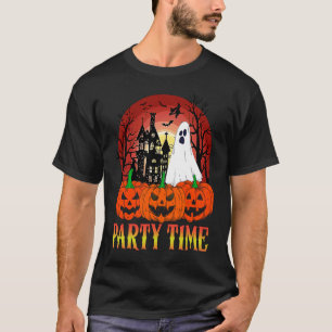 Halloween Party Time Ghost Pumpkin Haunted House T-Shirt