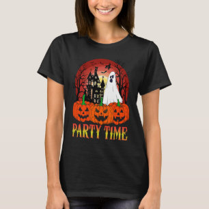 Halloween Party Time  Ghost Pumpkin Haunted House  T-Shirt