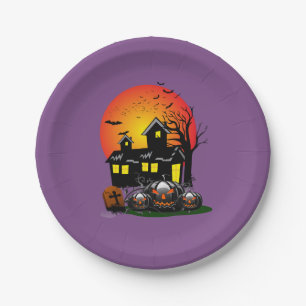 Halloween Party Time in Purple Paper Plate