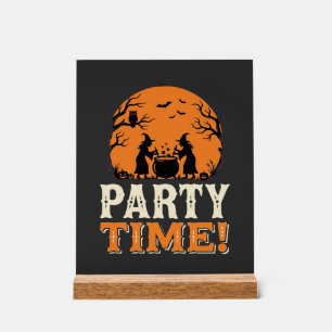 Halloween Party Time Witch Cauldron Design_1 Acrylic Sign