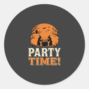 Halloween Party Time Witch Cauldron Design_1 Classic Round Sticker