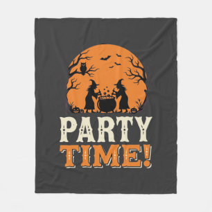 Halloween Party Time Witch Cauldron Design_1 Fleece Blanket