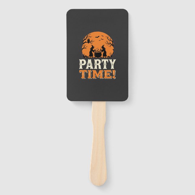 Halloween Party Time Witch Cauldron Design_1 Hand Fan (Front)