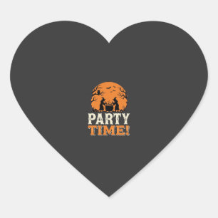 Halloween Party Time Witch Cauldron Design_1 Heart Sticker