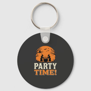 Halloween Party Time Witch Cauldron Design_1 Key Ring