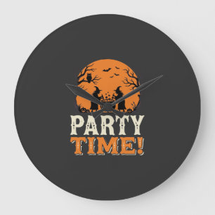 Halloween Party Time Witch Cauldron Design_1 Large Clock