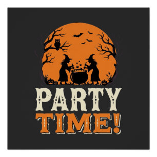 Halloween Party Time Witch Cauldron Design_1 Poster