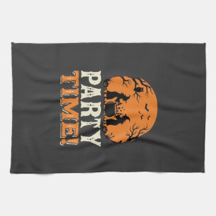 Halloween Party Time Witch Cauldron Design_1 Tea Towel