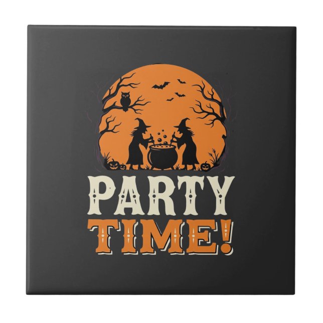 Halloween Party Time Witch Cauldron Design_1 Tile (Front)