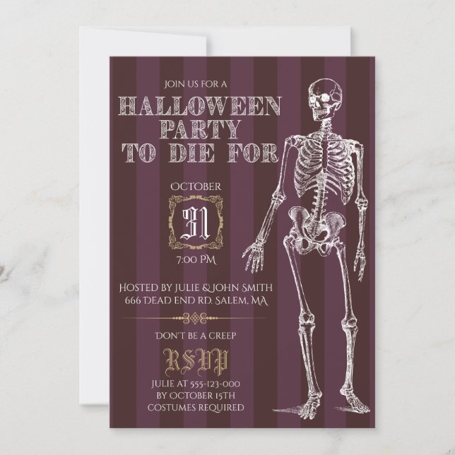 Halloween Party To Die For Invitation (Front)
