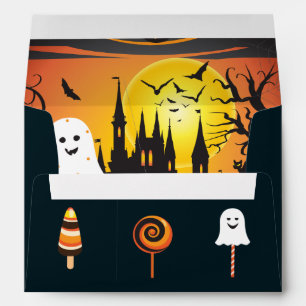 Halloween Party "Treat or Trick" Black & Orange Envelope