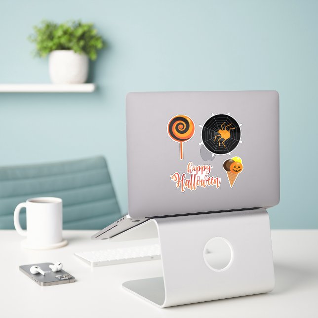 Halloween Party "Treat or Trick" magnetic card (Laptop On Desk)