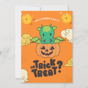 Halloween Party Trick Or Treat Dragon Pumkin Holid Holiday Card