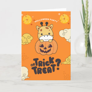 Halloween Party Trick Or Treat Giraffe Pumkin Holi Holiday Card