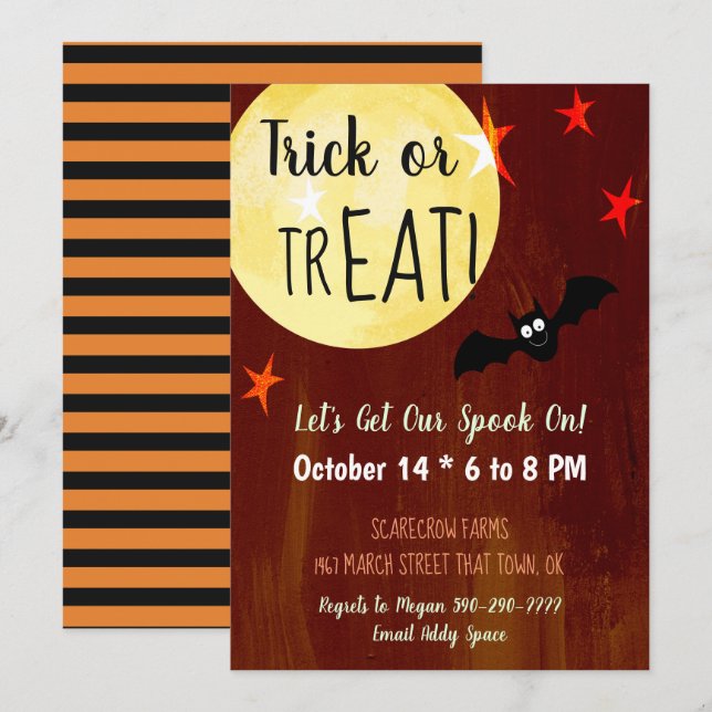 Halloween Party Trick or Treat Invitation (Front/Back)
