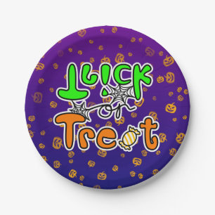 Halloween Party Trick or Treat Paper Plate