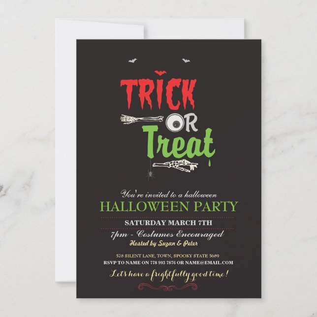 Halloween Party Trick Or Treat Party Invite (Front)