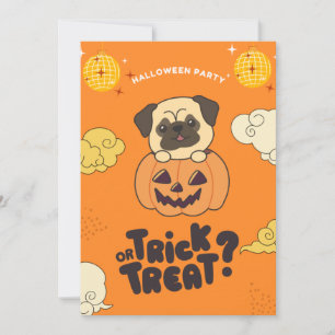 Halloween Party Trick Or Treat Pug Pumkin Holiday Card