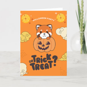Halloween Party Trick Or Treat Red Panda Pumkin Ho Holiday Card