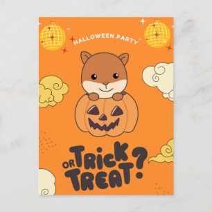 Halloween Party Trick Or Treat Squirrel Pumkin Hol Holiday Postcard