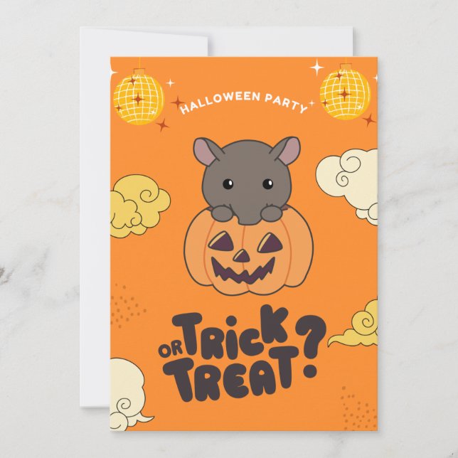 Halloween Party Trick Or Treat Tapier Pumkin Holid Holiday Card (Front)
