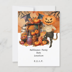 Halloween Party TRICK OR TREATS with cat lovers Postcard
