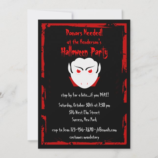 Halloween Party Vampire Invitation (Front)
