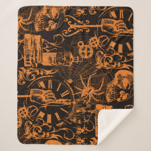 Halloween Party: Vintage Holiday Poster. Sherpa Blanket