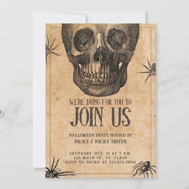 Halloween Party, Vintage Skull, Costume Party  Invitation (Front)