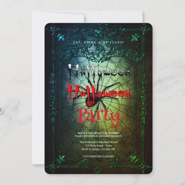Halloween Party  Vintage Spider Web  Invitation (Front)