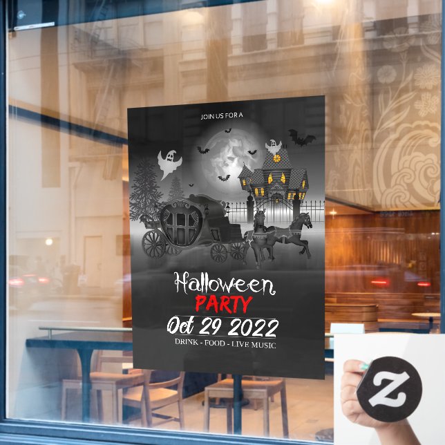 Halloween Party Window Cling (Cafe Window)