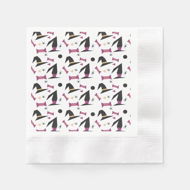 Halloween Party Witch Hat Candy Spiders Napkin (Front)