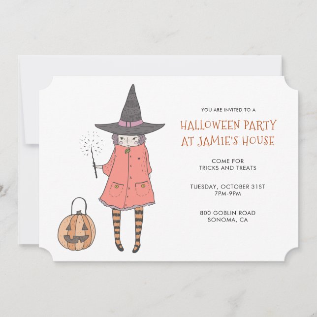 Halloween Party Witch  Invitation (Front)