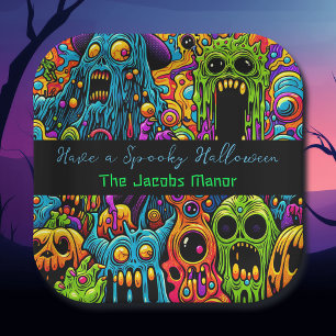 Halloween Party Zombie and Monsters Personalised Paper Plate