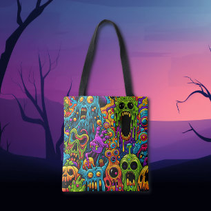 Halloween Party Zombie and Monsters Tote Bag